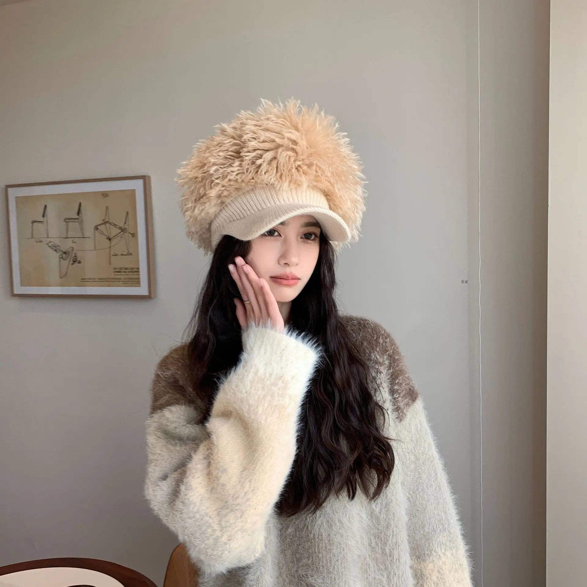 Women Plush Knitted Baseball Cap Winter Hat — feature 9