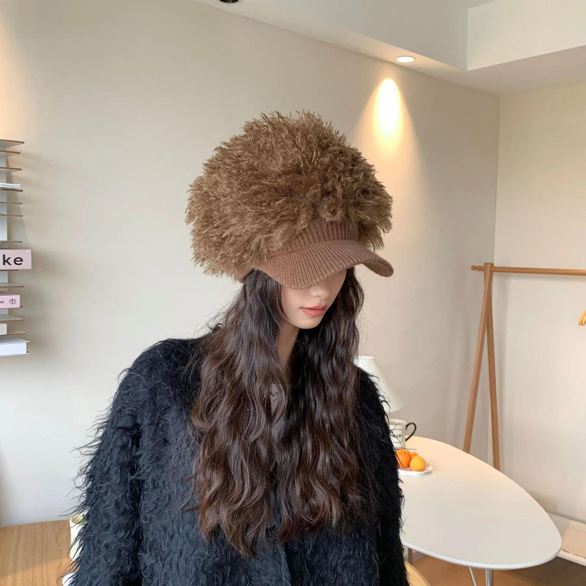 Women Plush Knitted Baseball Cap Winter Hat - Image 4