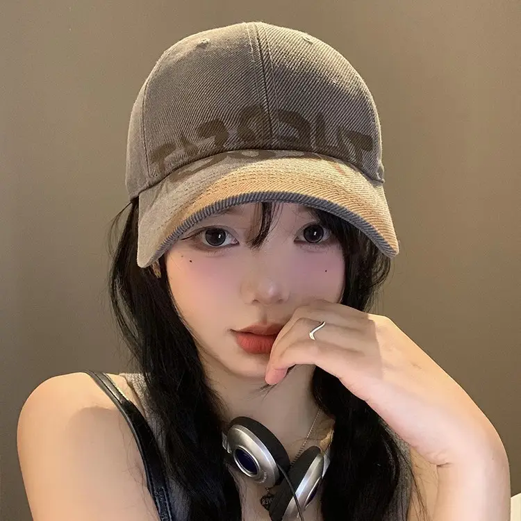 Women Grey Baseball Cap with White Letter Embroidery - Image 7