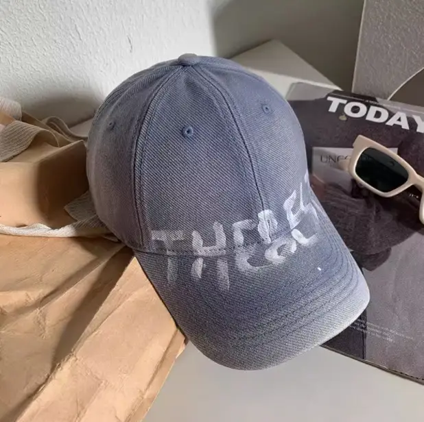 Women Grey Baseball Cap with White Letter Embroidery — feature 19