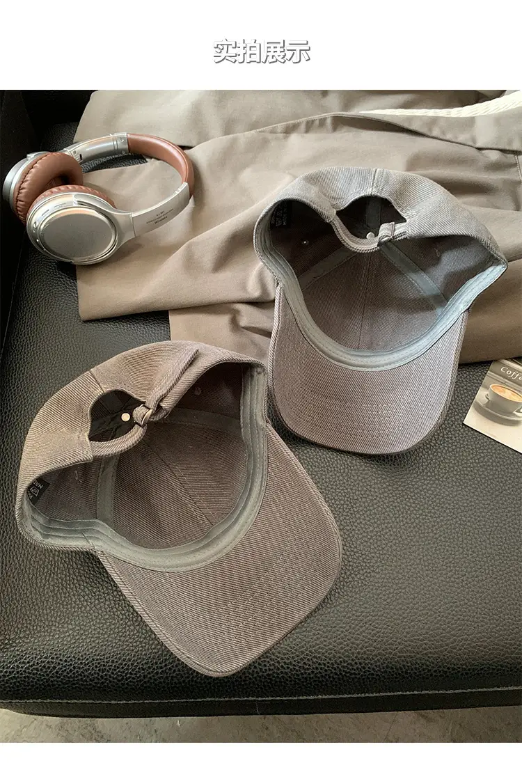 Women Grey Baseball Cap with White Letter Embroidery — feature 5