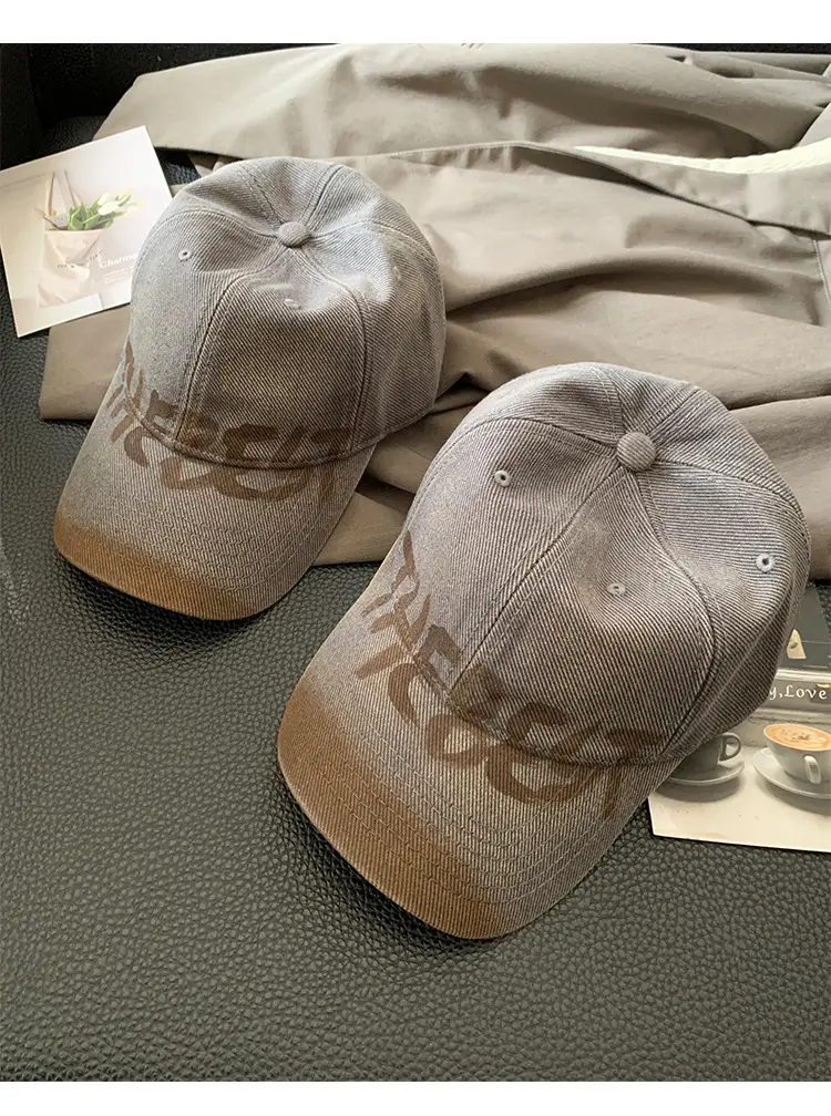 Women Grey Baseball Cap with White Letter Embroidery — feature 7