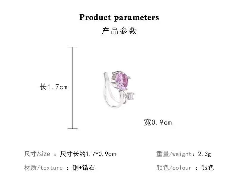 Small Bulb Flash Zirconium Ear Clip Without Ear Holes Unique Beautiful High-end Light Luxury Elegant Earrings Women's Earrings — feature 2