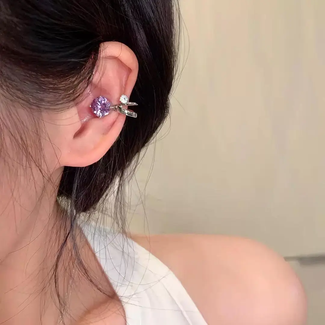 Small Bulb Flash Zirconium Ear Clip Without Ear Holes Unique Beautiful High-end Light Luxury Elegant Earrings Women's Earrings
