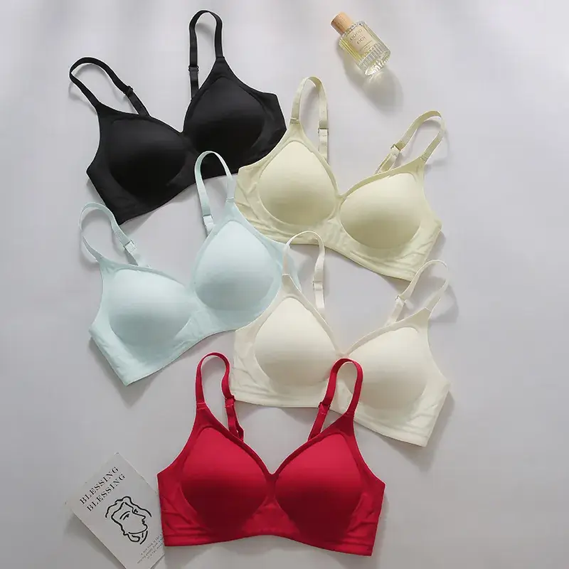 Red Gathered Bra with Adjustable Straps for Women - Image 14