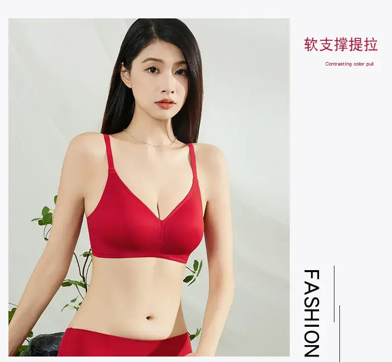 Red Gathered Bra with Adjustable Straps for Women — feature 20