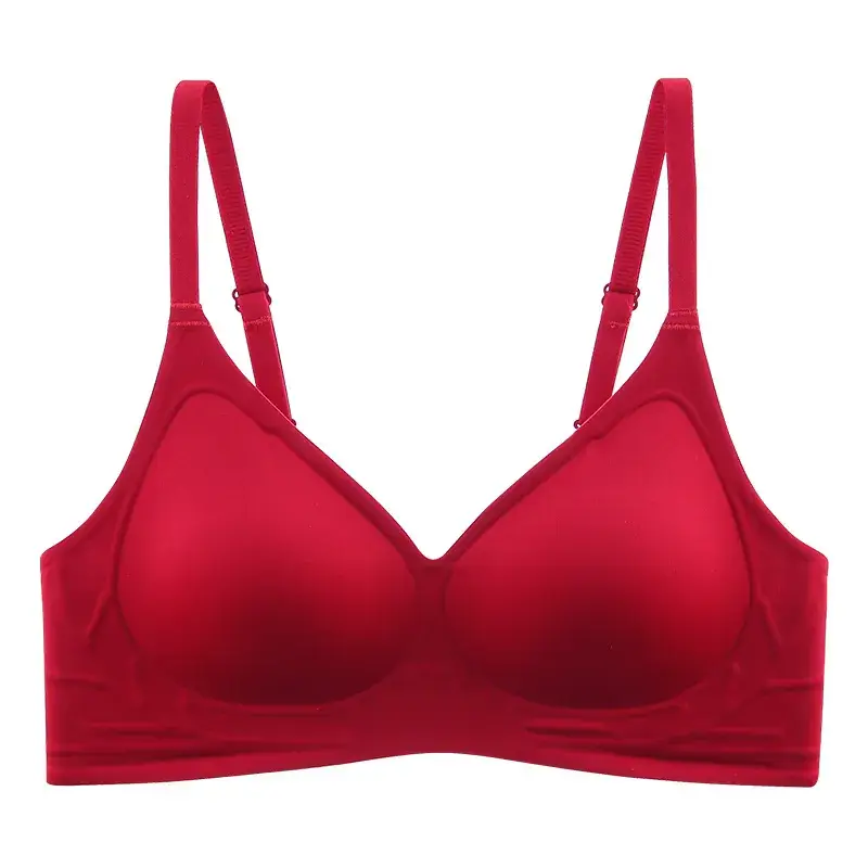 Red Gathered Bra with Adjustable Straps for Women - Image 5