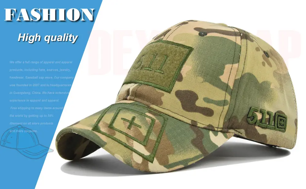 Military Camo Embroidered Cap 511 Black — feature 2