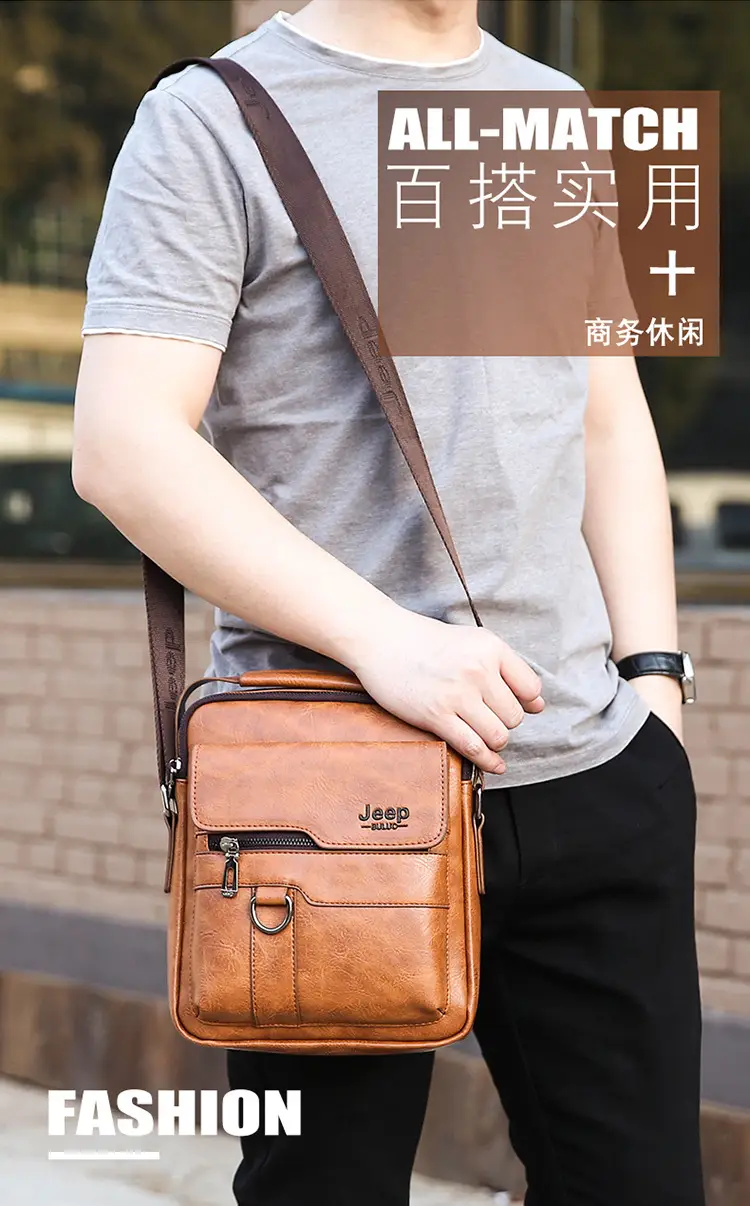 Men's Leather Crossbody Bag Casual Business Commute — feature 1