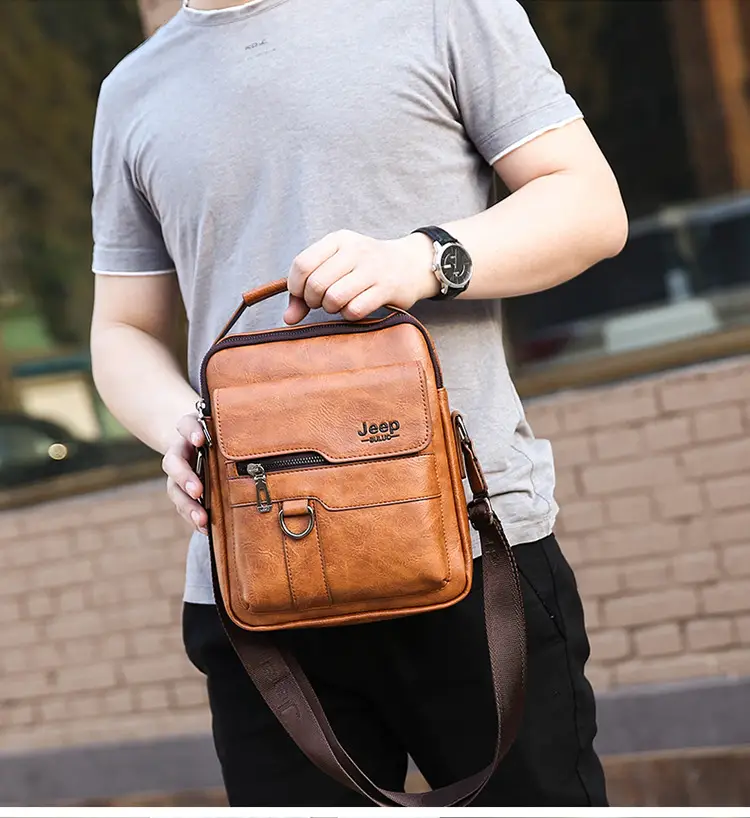 Men's Leather Crossbody Bag Casual Business Commute — feature 7