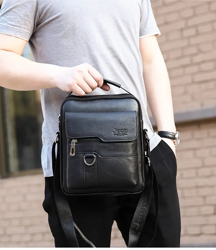 Men's Leather Crossbody Bag Casual Business Commute — feature 9