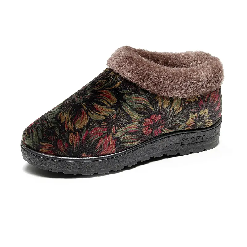 2026 Winter New Cotton Shoes for Women, Non-Slip Soft-Soled Home Slippers for Middle-Aged and Elderly Mothers, Warm Velvet Cotton Shoes - Image 2