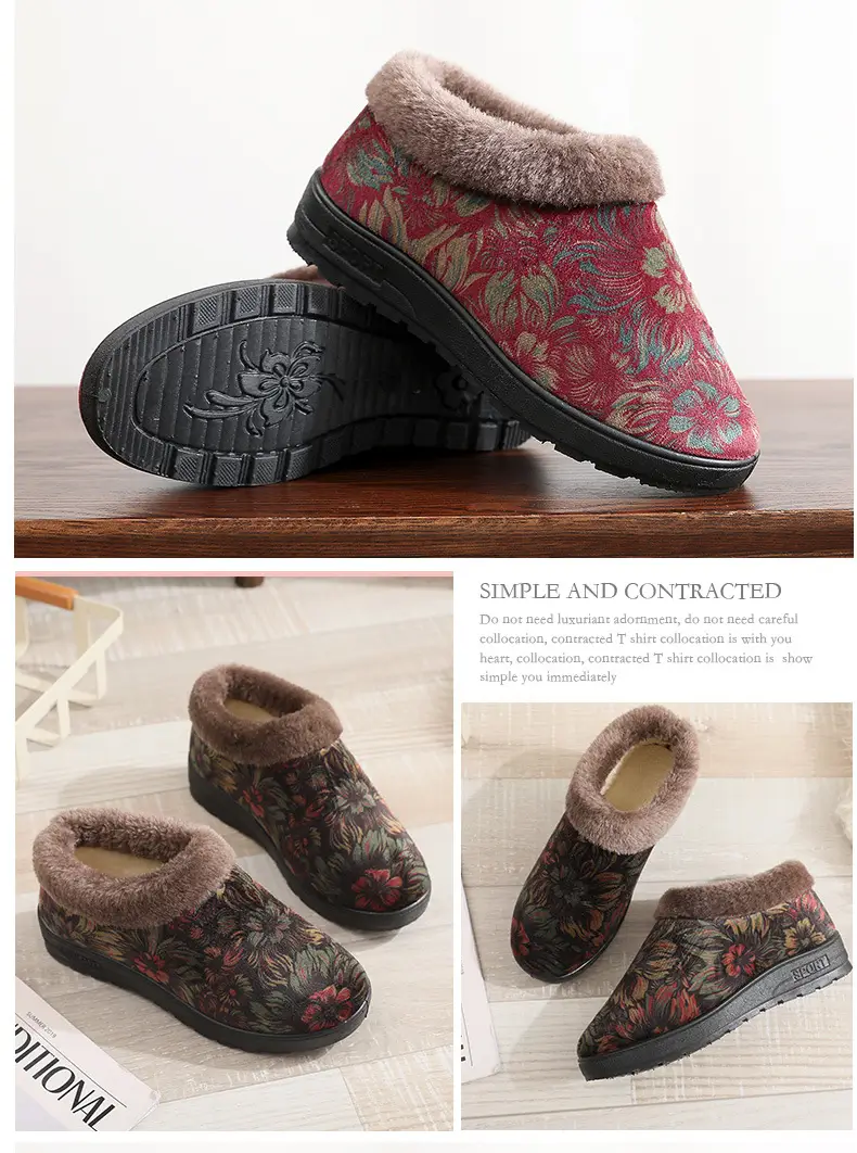 2026 Winter New Cotton Shoes for Women, Non-Slip Soft-Soled Home Slippers for Middle-Aged and Elderly Mothers, Warm Velvet Cotton Shoes — feature 8
