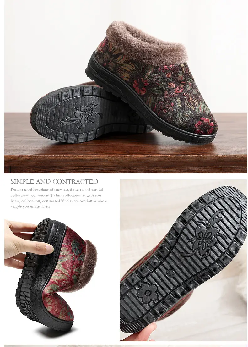 2026 Winter New Cotton Shoes for Women, Non-Slip Soft-Soled Home Slippers for Middle-Aged and Elderly Mothers, Warm Velvet Cotton Shoes — feature 9