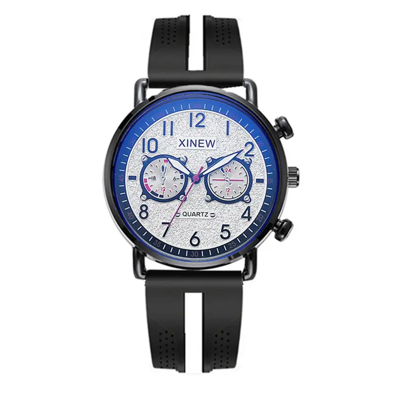 Men's Blue Quartz Chronograph Watch with Silicone Band - Image 2