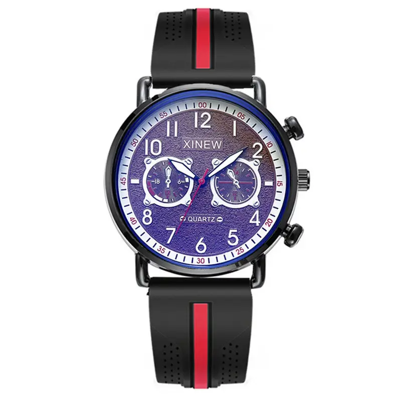 Men's Blue Quartz Chronograph Watch with Silicone Band - Image 11