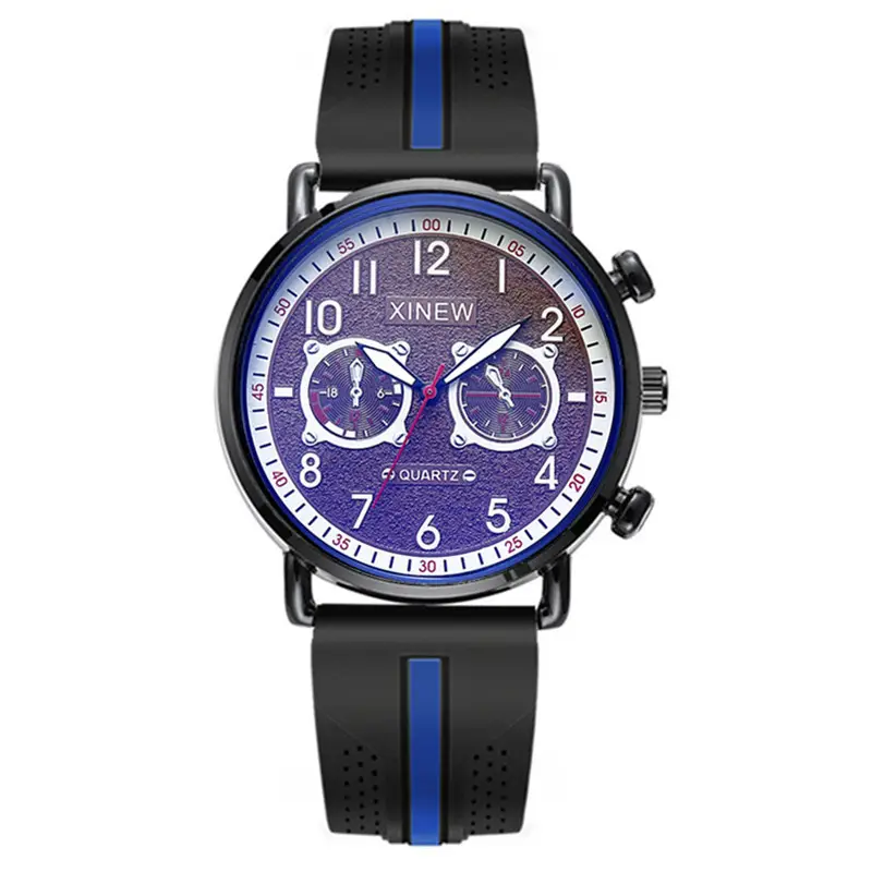 Men's Blue Quartz Chronograph Watch with Silicone Band - Image 7