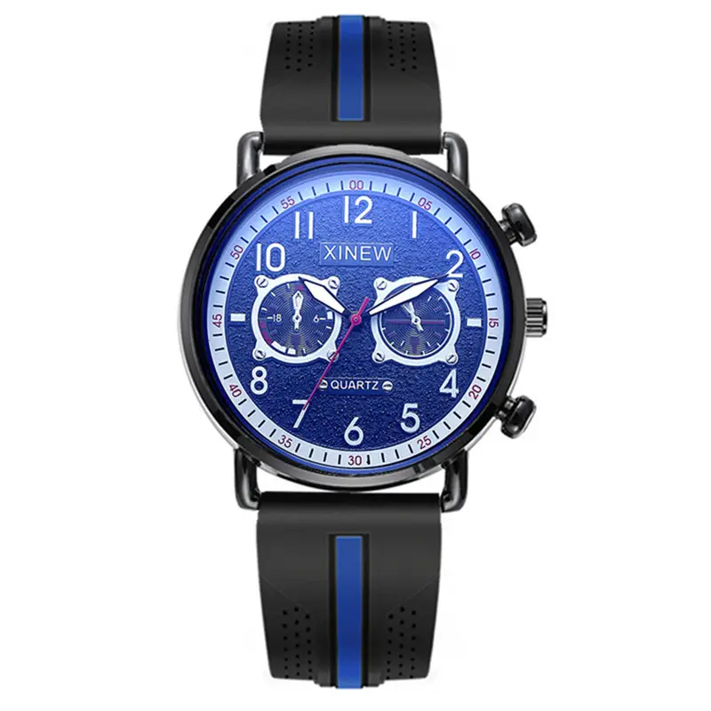 Men's Blue Quartz Chronograph Watch with Silicone Band - Image 8