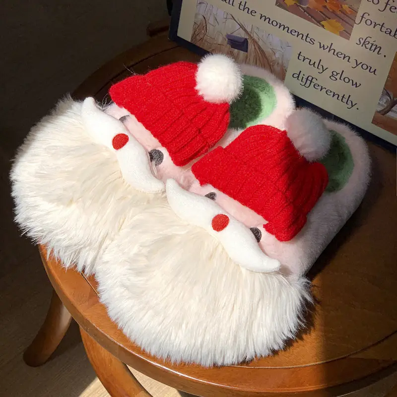 Santa Claus Cotton Slippers for Women, Autumn and Winter 2025 New Style, Indoor Home Cute Warm Clown Plush Slippers