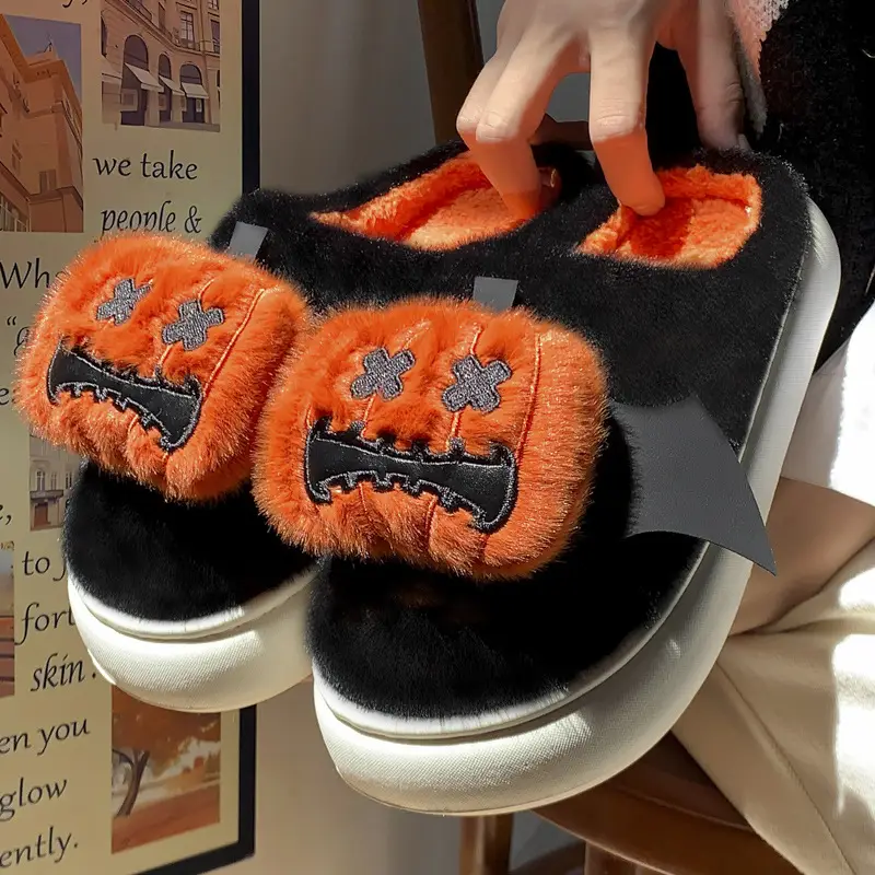 Santa Claus Cotton Slippers for Women, Autumn and Winter 2025 New Style, Indoor Home Cute Warm Clown Plush Slippers