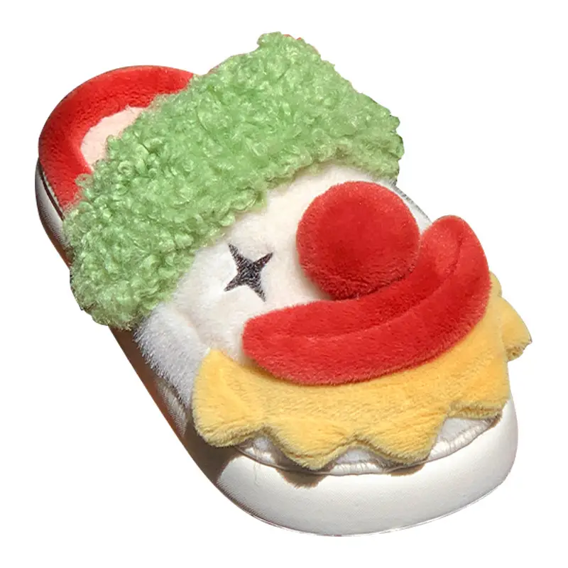 Santa Claus Cotton Slippers for Women, Autumn and Winter 2025 New Style, Indoor Home Cute Warm Clown Plush Slippers