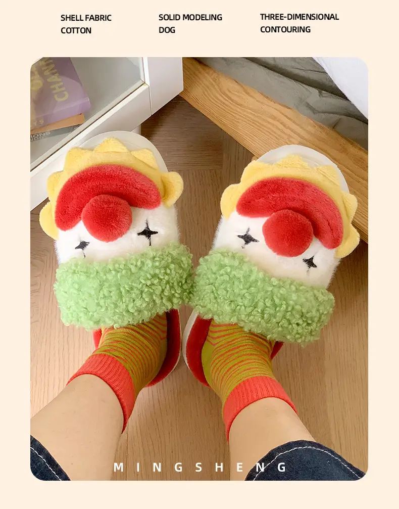 Santa Claus Cotton Slippers for Women, Autumn and Winter 2025 New Style, Indoor Home Cute Warm Clown Plush Slippers — feature 8