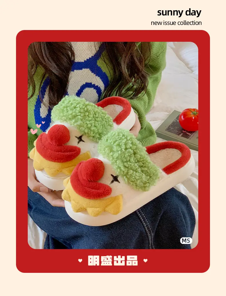 Santa Claus Cotton Slippers for Women, Autumn and Winter 2025 New Style, Indoor Home Cute Warm Clown Plush Slippers — feature 9