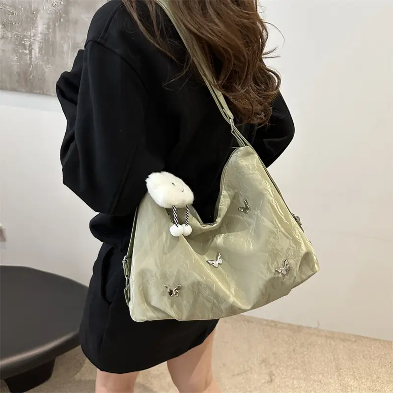 Black Butterfly Embroidered Shoulder Bag for Women - Image 6