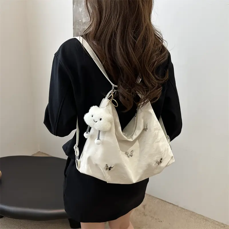 Black Butterfly Embroidered Shoulder Bag for Women - Image 8