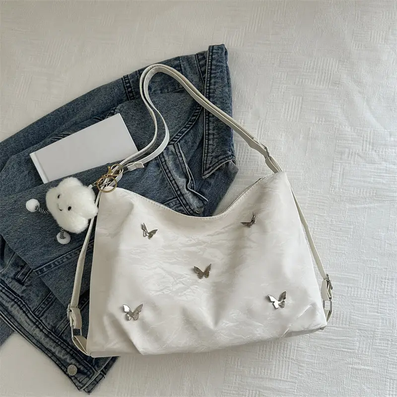 Black Butterfly Embroidered Shoulder Bag for Women - Image 3