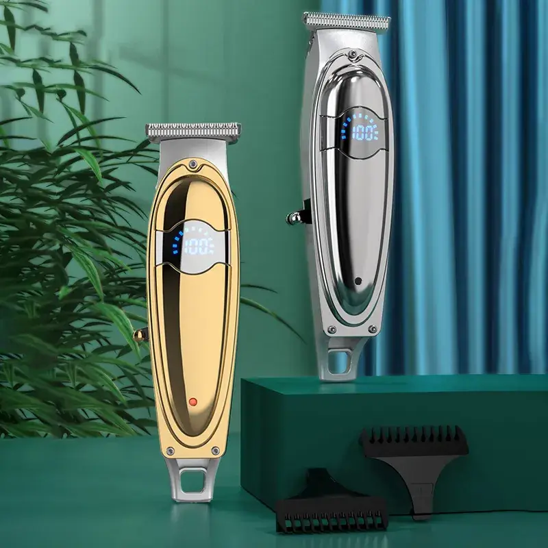 Digital Display Electric Hair Clipper with Gold Finish - Image 3