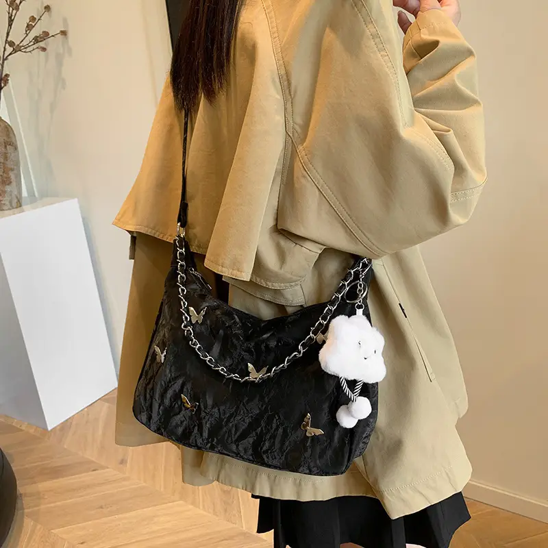 Black Lace Bow Shoulder Bag for Women 2025 - Image 8