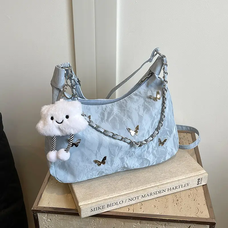 Black Lace Bow Shoulder Bag for Women 2025 - Image 3