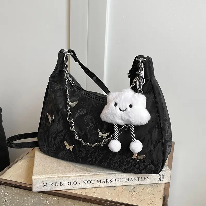 Black Lace Bow Shoulder Bag for Women 2025 - Image 5