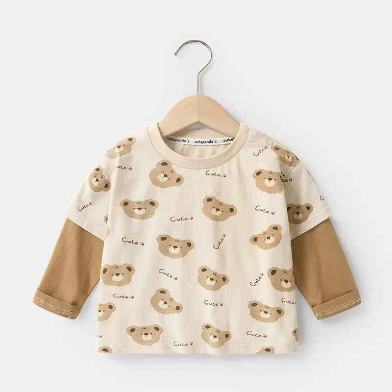 Kaka Panda Long Sleeve T-Shirt for Boys Cream Striped - Image 6