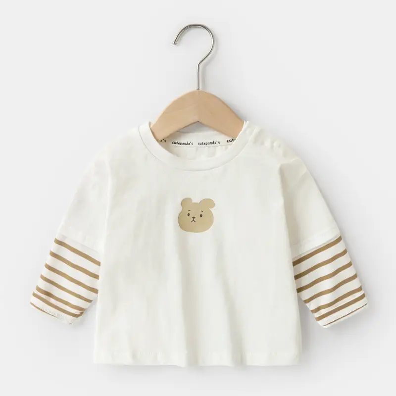 Kaka Panda Long Sleeve T-Shirt for Boys Cream Striped - Image 9