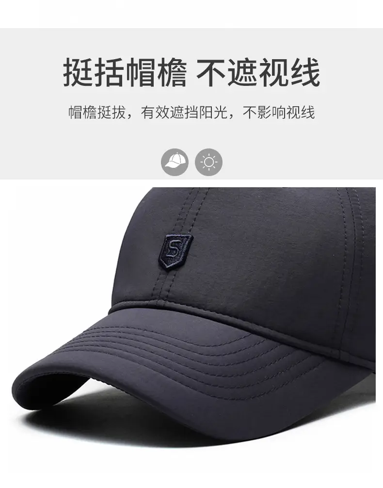 Men's Grey Fleece Baseball Cap Waterproof Running Casual — feature 2