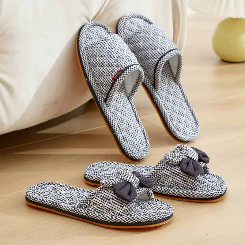 New Cotton Fabric Three-layer Thickened Soft Cloth Bottom Non-slip Men and Women Couple Home Indoor Floor Slippers Spring and Autumn Four Seasons