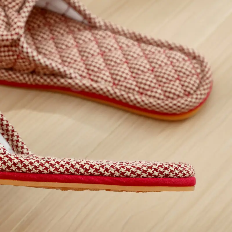 New Cotton Fabric Three-layer Thickened Soft Cloth Bottom Non-slip Men and Women Couple Home Indoor Floor Slippers Spring and Autumn Four Seasons