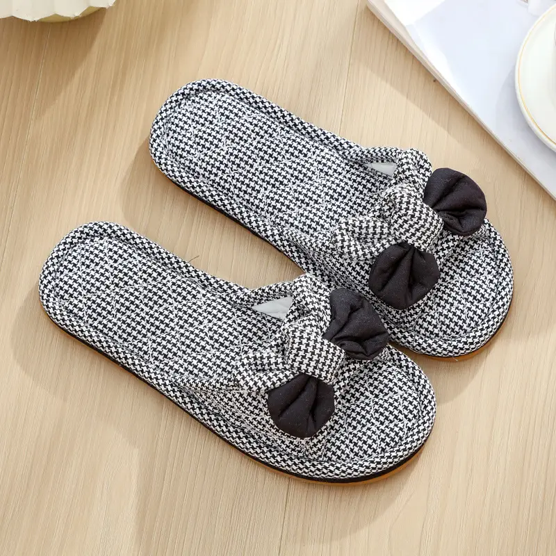 New Cotton Fabric Three-layer Thickened Soft Cloth Bottom Non-slip Men and Women Couple Home Indoor Floor Slippers Spring and Autumn Four Seasons