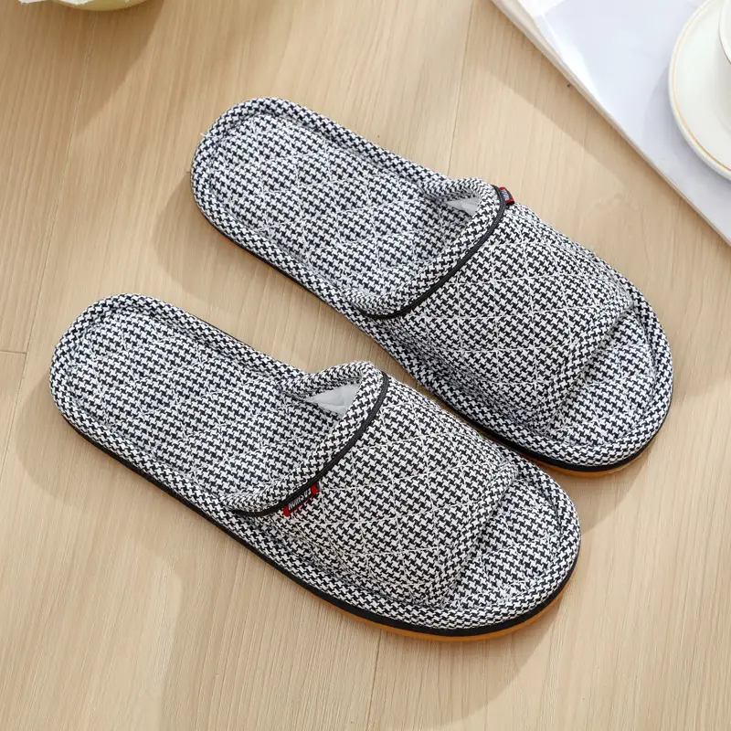 New Cotton Fabric Three-layer Thickened Soft Cloth Bottom Non-slip Men and Women Couple Home Indoor Floor Slippers Spring and Autumn Four Seasons