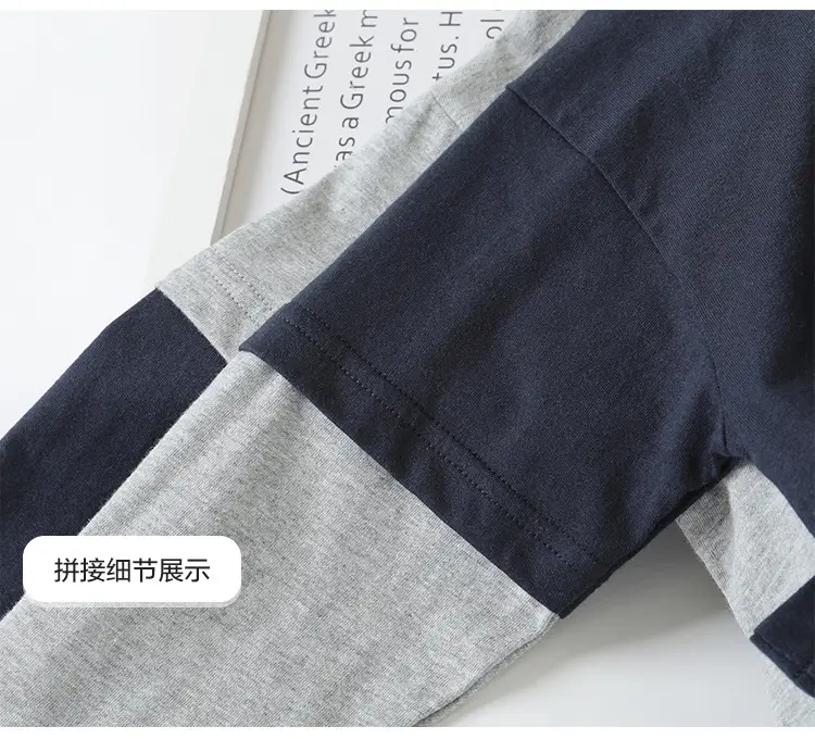 Boys Pure Cotton Fake Two-Piece T-Shirt Spring Fall New Kidsren — feature 16