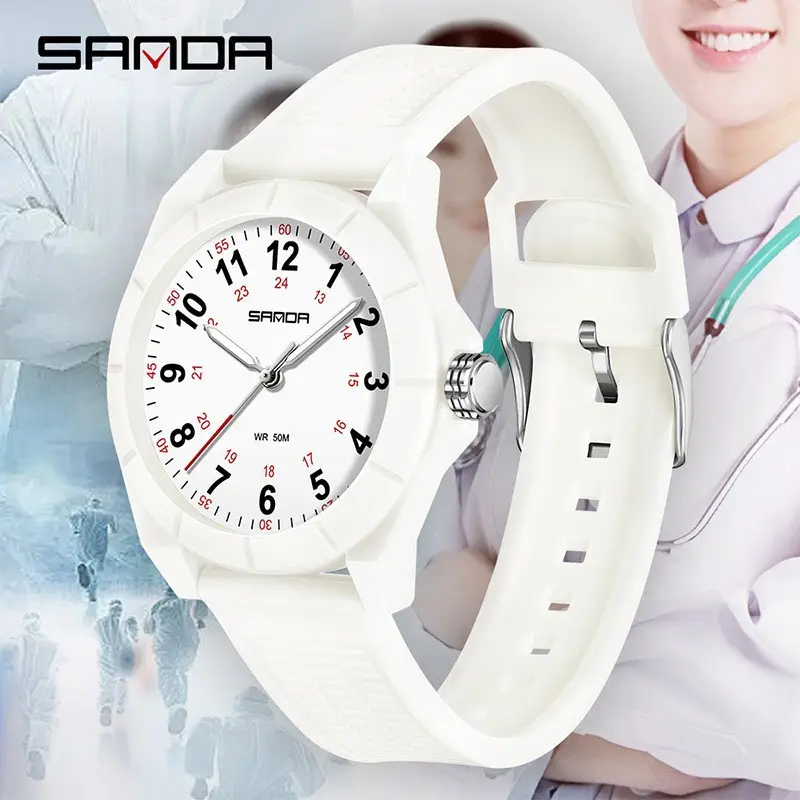 Sanda Quartz Watch for Women White Dial Casual Wear