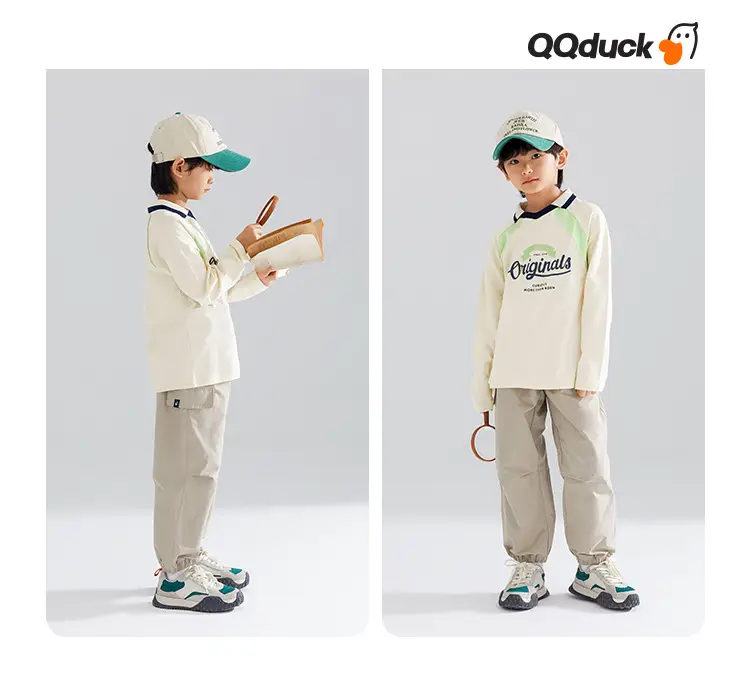 QQduck Boys Long Sleeve T-Shirt Green Blue Medium Large — feature 14