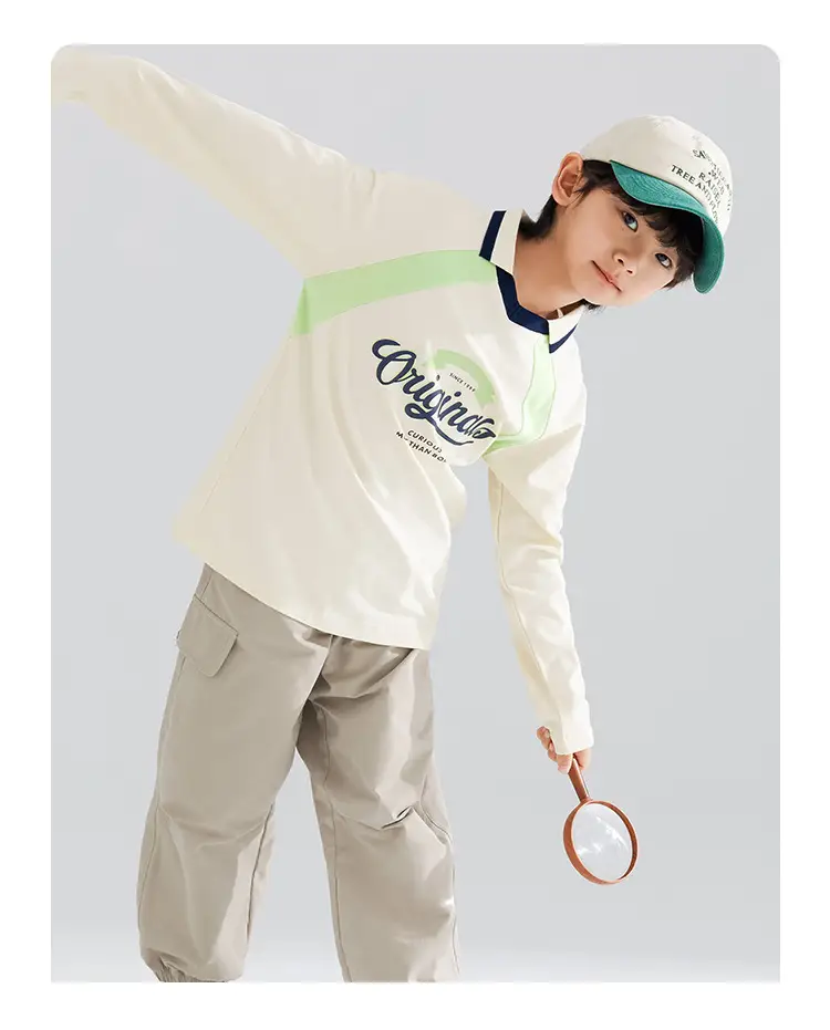 QQduck Boys Long Sleeve T-Shirt Green Blue Medium Large — feature 16