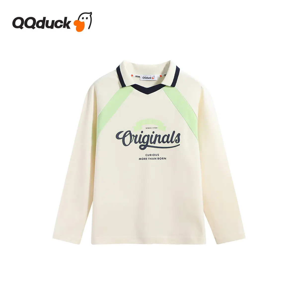 QQduck Boys Long Sleeve T-Shirt Green Blue Medium Large