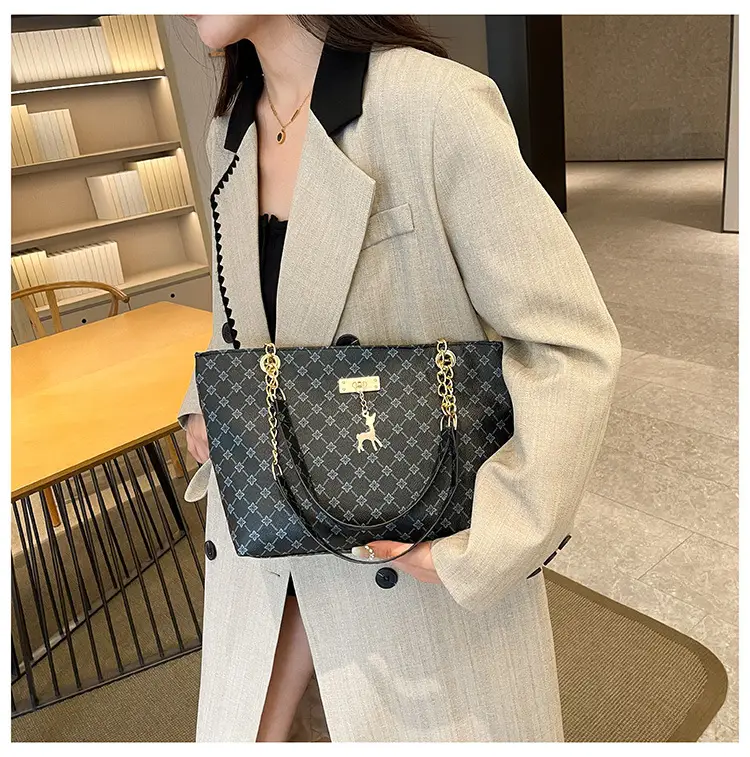 Retro Chain Print Women's Large Capacity Bag — feature 12