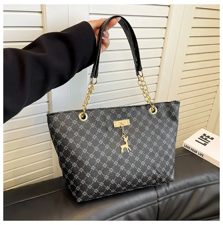 Retro Chain Print Women's Large Capacity Bag — feature 20