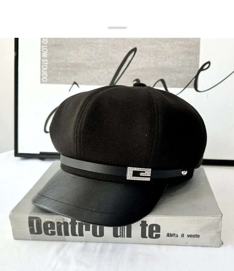 2025 Wool Cap British Retro Leather Bristle Beige — feature 12