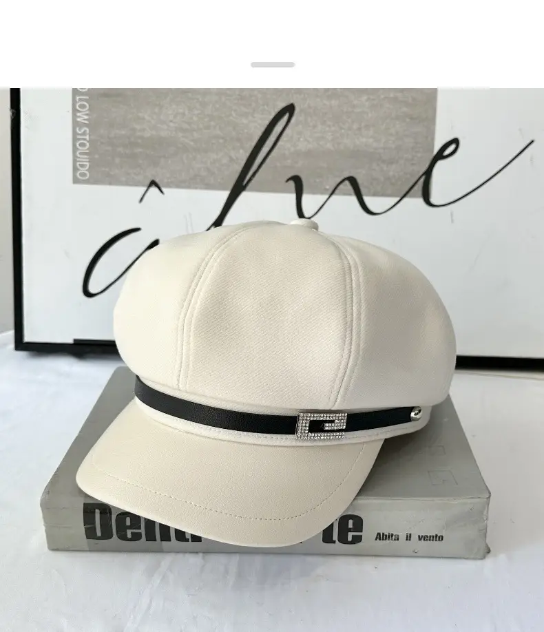 2025 Wool Cap British Retro Leather Bristle Beige — feature 9